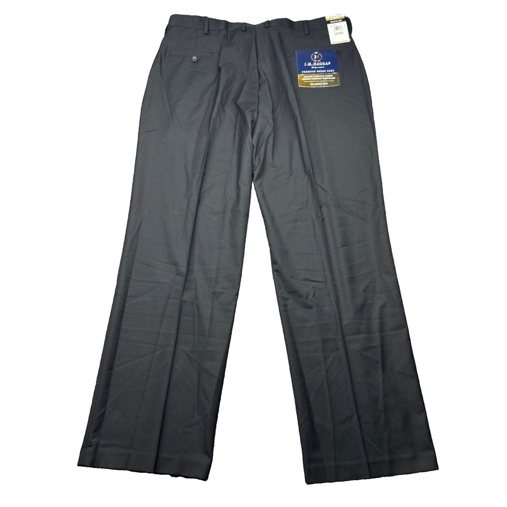 JM Haggar Premium Dress Pants Mens 42x32 Black Classic Fit HD00958 NEW